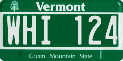 VT license plate WHI124