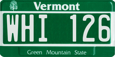 VT license plate WHI126
