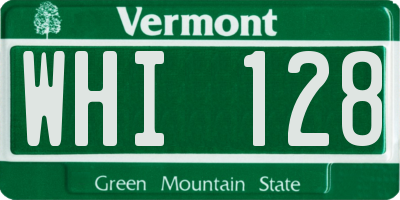 VT license plate WHI128