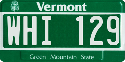 VT license plate WHI129