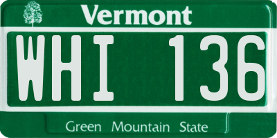 VT license plate WHI136