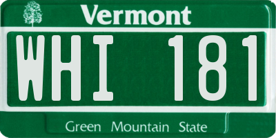 VT license plate WHI181