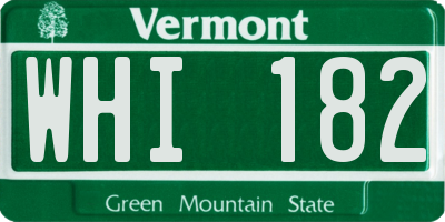 VT license plate WHI182