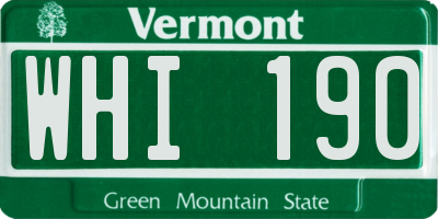 VT license plate WHI190