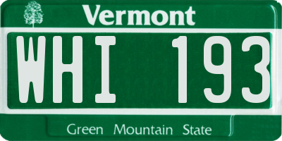 VT license plate WHI193