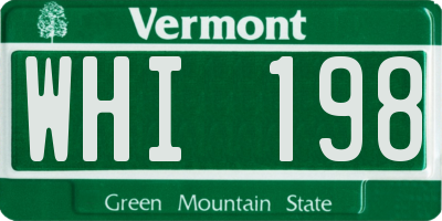 VT license plate WHI198