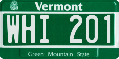 VT license plate WHI201