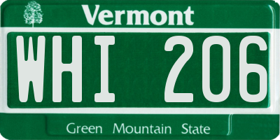 VT license plate WHI206