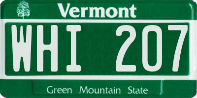 VT license plate WHI207