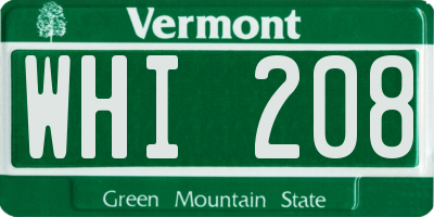VT license plate WHI208