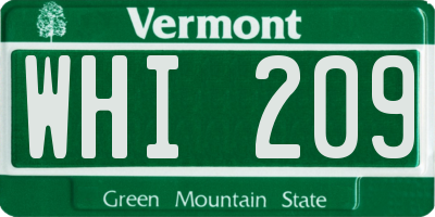 VT license plate WHI209
