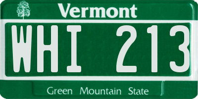 VT license plate WHI213