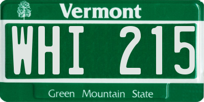 VT license plate WHI215