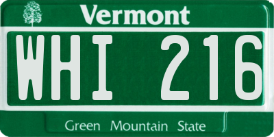 VT license plate WHI216