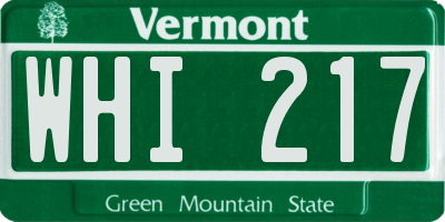 VT license plate WHI217