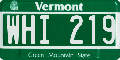 VT license plate WHI219