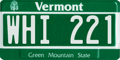 VT license plate WHI221