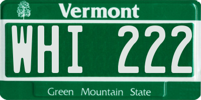 VT license plate WHI222