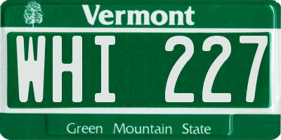 VT license plate WHI227
