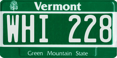VT license plate WHI228