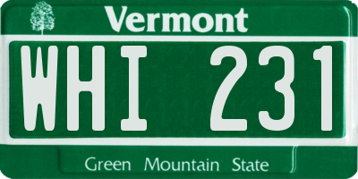VT license plate WHI231