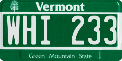 VT license plate WHI233