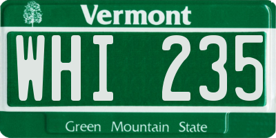 VT license plate WHI235