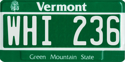 VT license plate WHI236