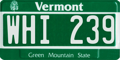 VT license plate WHI239