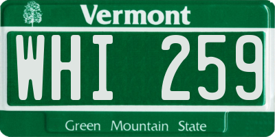 VT license plate WHI259