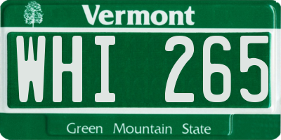 VT license plate WHI265