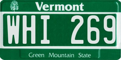 VT license plate WHI269