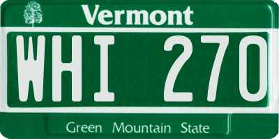 VT license plate WHI270