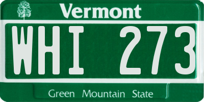 VT license plate WHI273