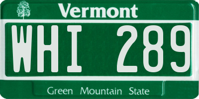 VT license plate WHI289