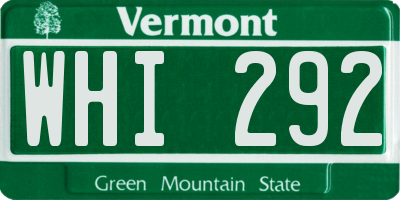VT license plate WHI292