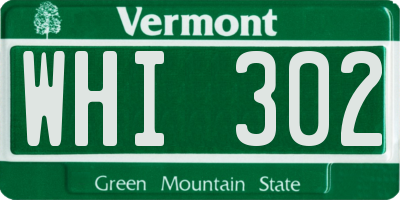 VT license plate WHI302