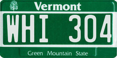 VT license plate WHI304