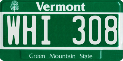 VT license plate WHI308
