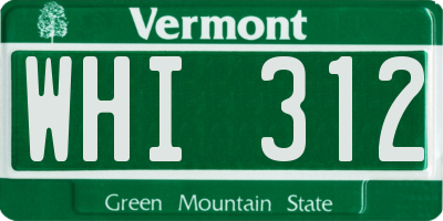 VT license plate WHI312