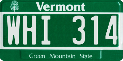 VT license plate WHI314
