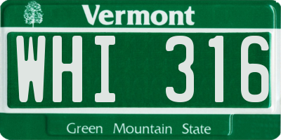 VT license plate WHI316