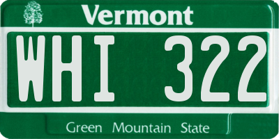 VT license plate WHI322