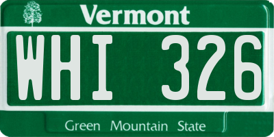 VT license plate WHI326