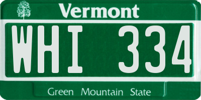 VT license plate WHI334