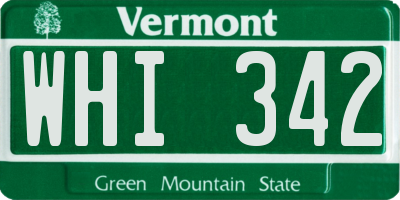 VT license plate WHI342