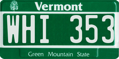 VT license plate WHI353