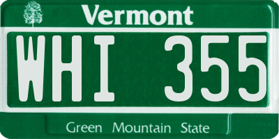 VT license plate WHI355