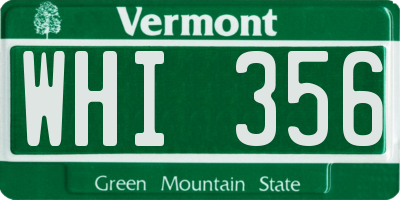 VT license plate WHI356