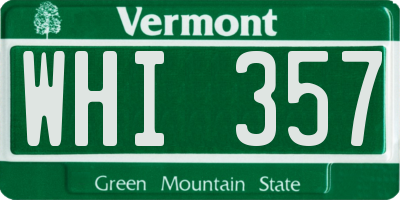 VT license plate WHI357